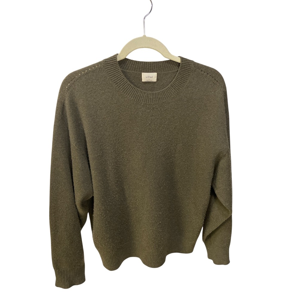 Wilfred Aritzia Wool Cashmere Crew Neck Sweater Olive Green Small 119992